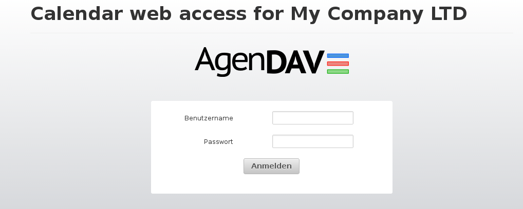 AgenDAV Login Screen